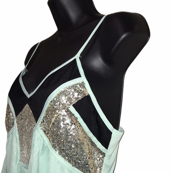 AKIRA Chicago BABYDOLL SLIP DRESS~Sequins~M - Picture 3 of 7
